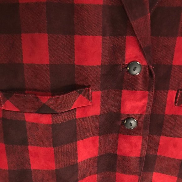 Vintage Danier Suede Plaid Check Red Blazer Jacket - Picture 7 of 10